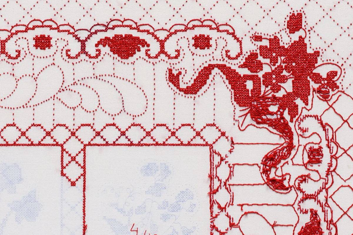 Looks Like detail (2017) — Redwork