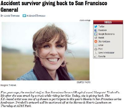 San Francisco Examiner clipping, Accident survivor giving back to San Francisco General